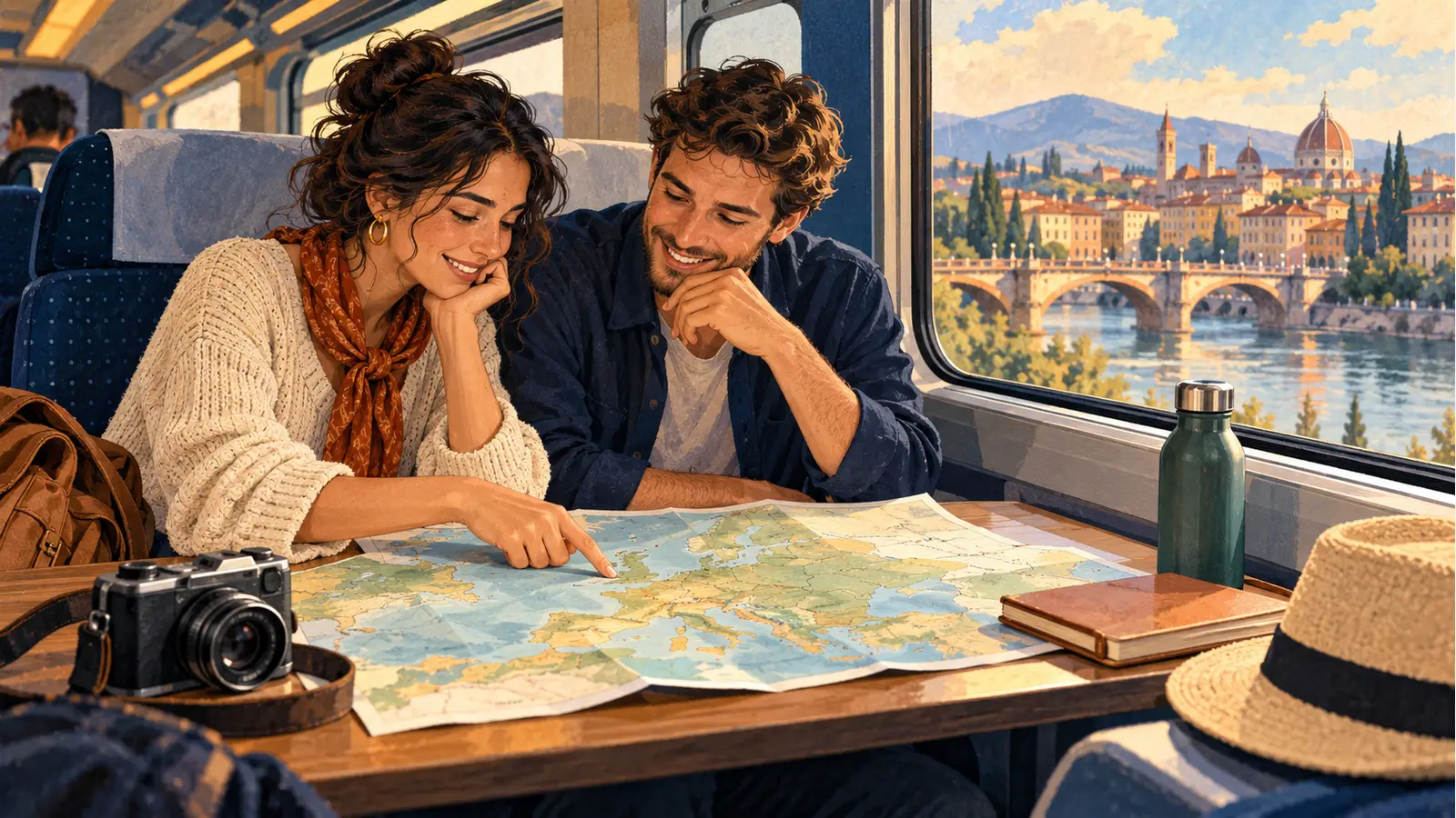 תכנון מסלול ברכבת בין ערים באירופה